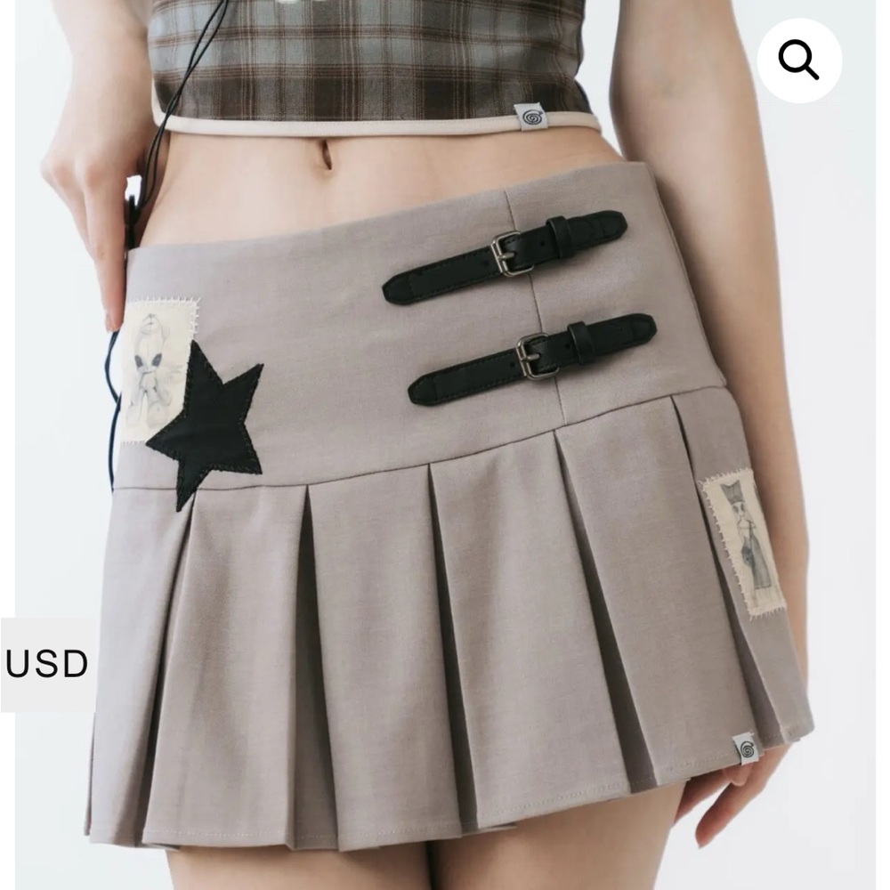 Sixth Dimension Patches Grey Built-In Shorts Skirt Size XL NWT